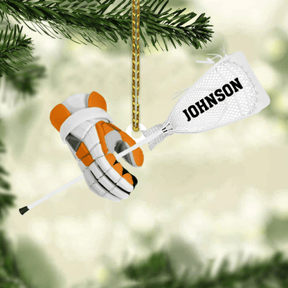 Personalized Lacrosse Gloves And Stick Cut Flat Acrylic Ornament Christmas Gift For Lacrosse Lover OO1982