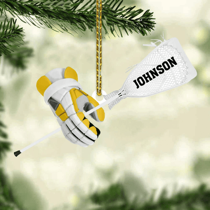 Personalized Lacrosse Gloves And Stick Cut Flat Acrylic Ornament Christmas Gift For Lacrosse Lover OO1982