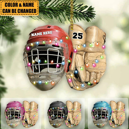 Vintage Hockey Equipment - Personalized Hockey Christmas Ornament for Hockey Players OO1980