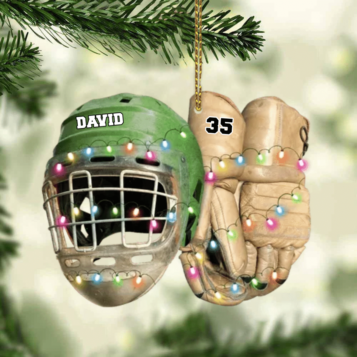 Vintage Hockey Equipment - Personalized Hockey Christmas Ornament for Hockey Players OO1980