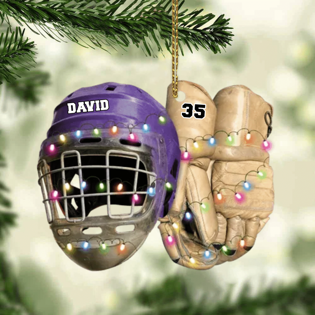 Vintage Hockey Equipment - Personalized Hockey Christmas Ornament for Hockey Players OO1980