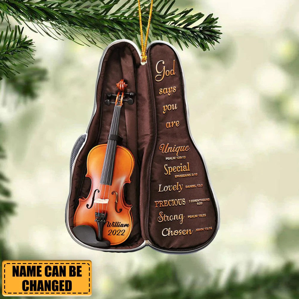 Personalized Violin Bag God Says You Are Christmas Ornament, Custom Name Acrylic Ornament for Violin Players SO1225