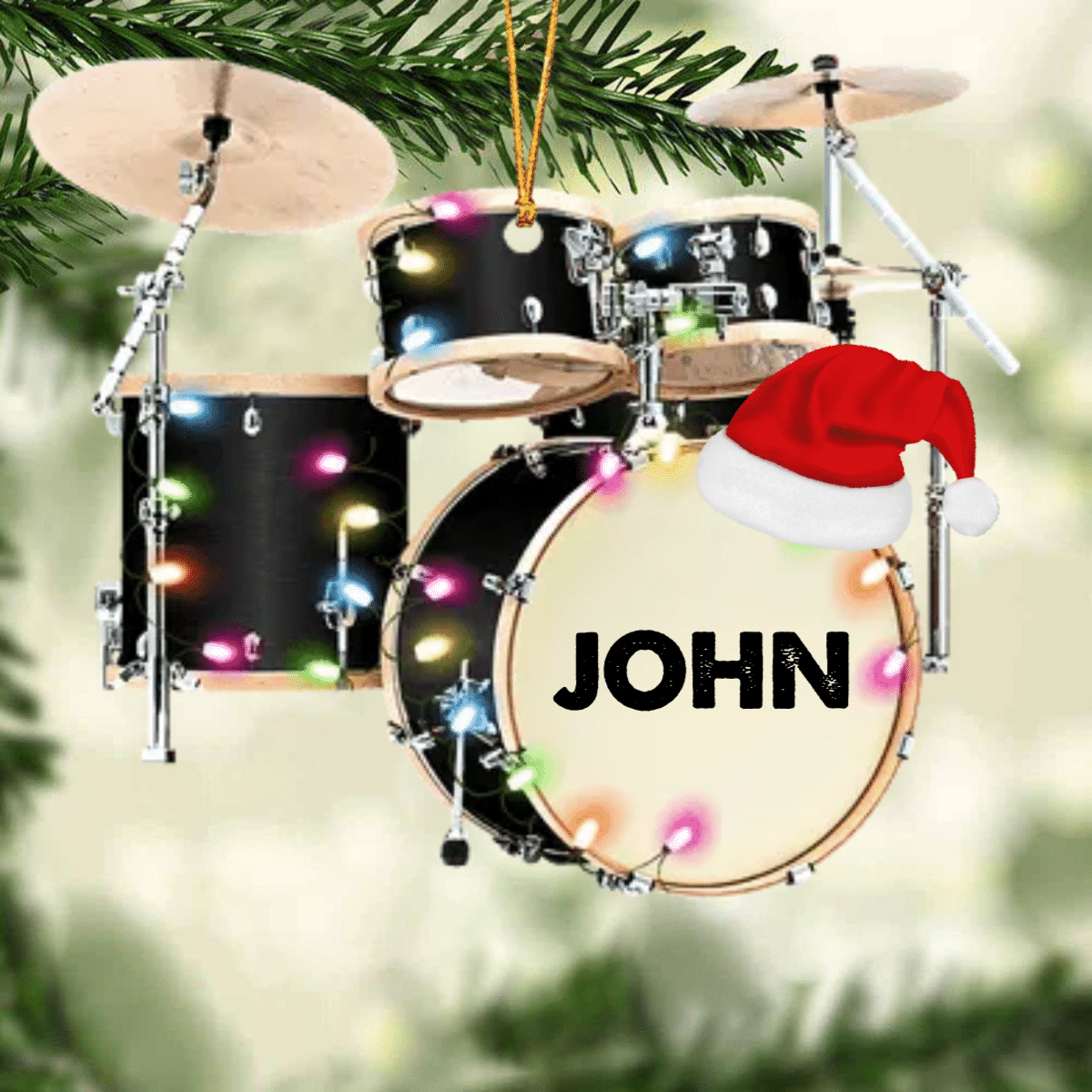 Personalized Drum Kit Christmas Ornament Full Set, Custom Name Drummer Acrylic Ornament Drum Lovers SO0642