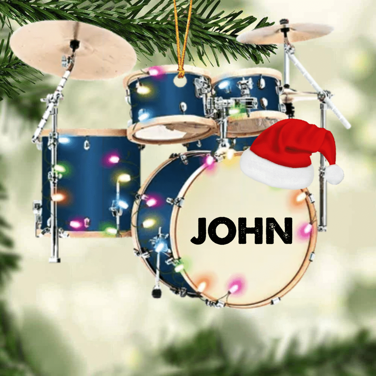 Personalized Drum Kit Christmas Ornament Full Set, Custom Name Drummer Acrylic Ornament Drum Lovers SO0642