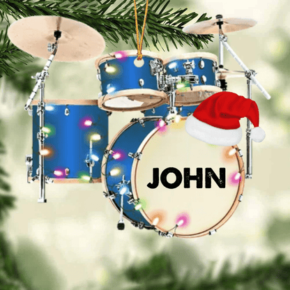 Personalized Drum Kit Christmas Ornament Full Set, Custom Name Drummer Acrylic Ornament Drum Lovers SO0642