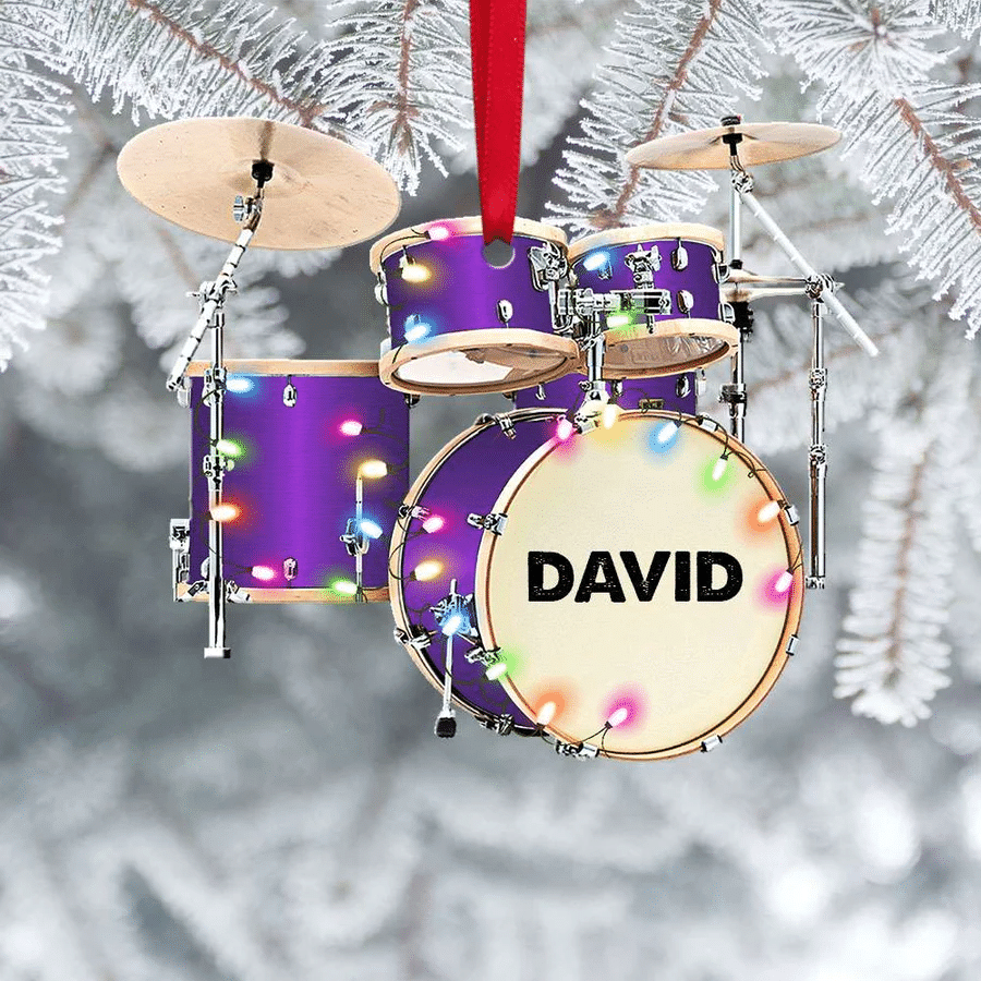 Personalized Drum Kit Christmas Ornament Full Set, Custom Name Drummer Acrylic Ornament Drum Lovers SO0642