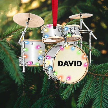 Personalized Drum Kit Christmas Ornament Full Set, Custom Name Drummer Acrylic Ornament Drum Lovers SO0642