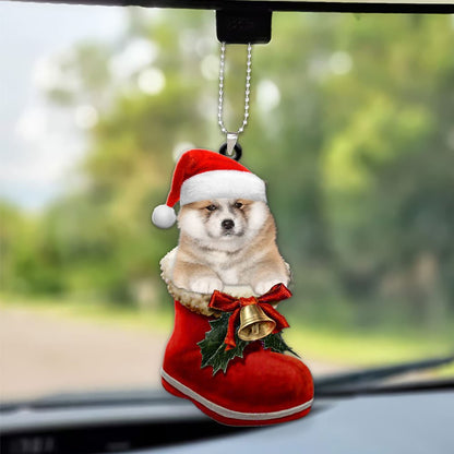 Akita Inu In Santa Boot Christmas Car Hanging Ornament OO1336