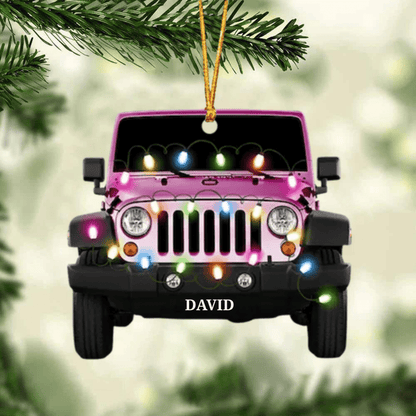 Personalized Jee Car Acrylic Christmas Ornament for Jee Drivers, Jee Flat Acrylic Ornament for Dad and Him OO1964