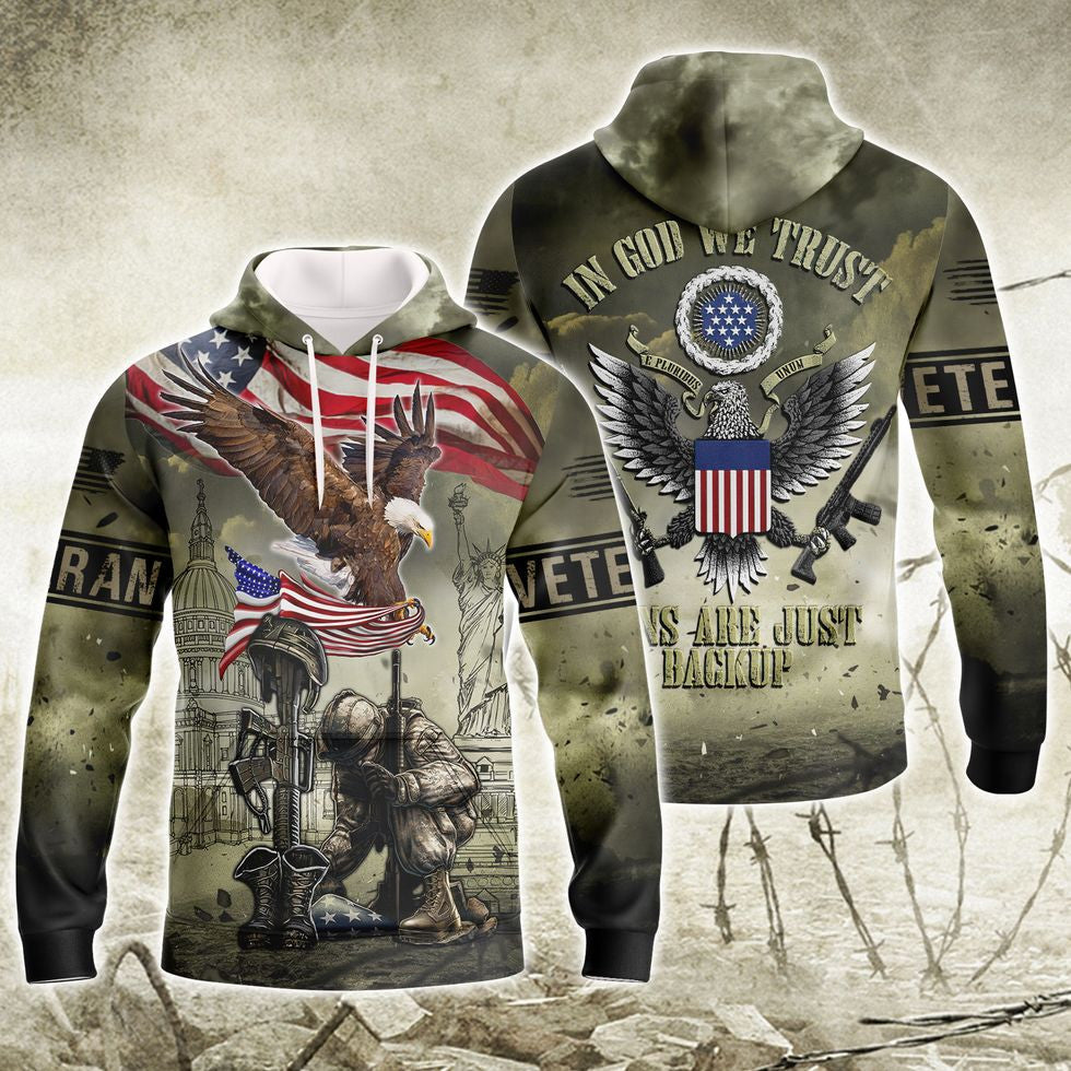 In God We Trust Veteran American Eagle Shirt, 3D Print Veteran Hawaii Shirt Short Sleeve, Gift For A Veteran TO2783