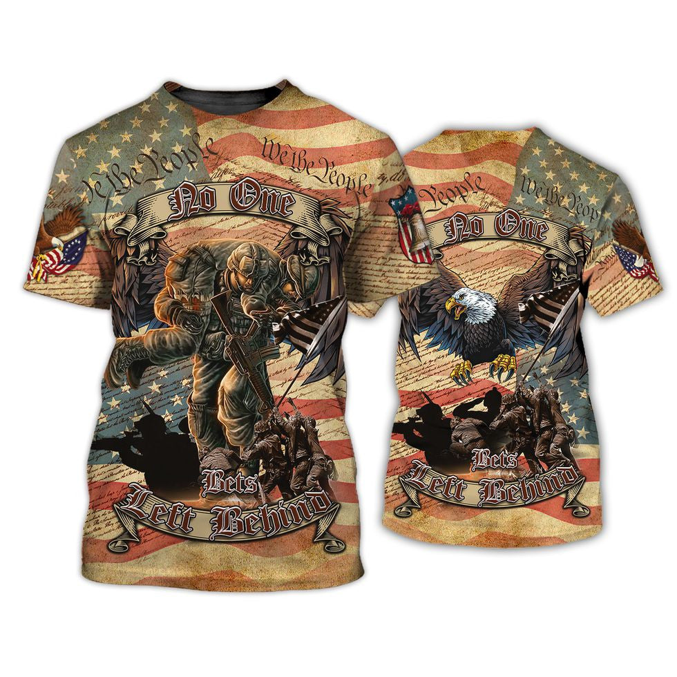 Eagle Veteran T Shirt, No One Left Behind, Gift For Veteran, 3D Veteran Apparel TO2772