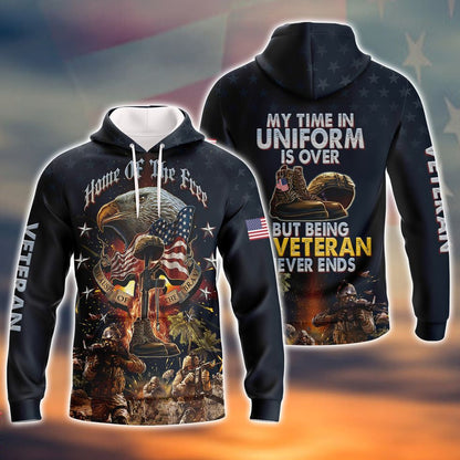 Veteran Home Of The Free Polo Shirts, Being Veteran Never End 3D Hoodie, Veteran Clothing 2022 TO2767