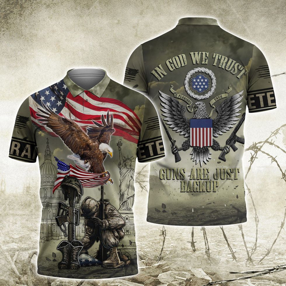 In God We Trust Veteran American Eagle Shirt, 3D Print Veteran Hawaii Shirt Short Sleeve, Gift For A Veteran TO2783