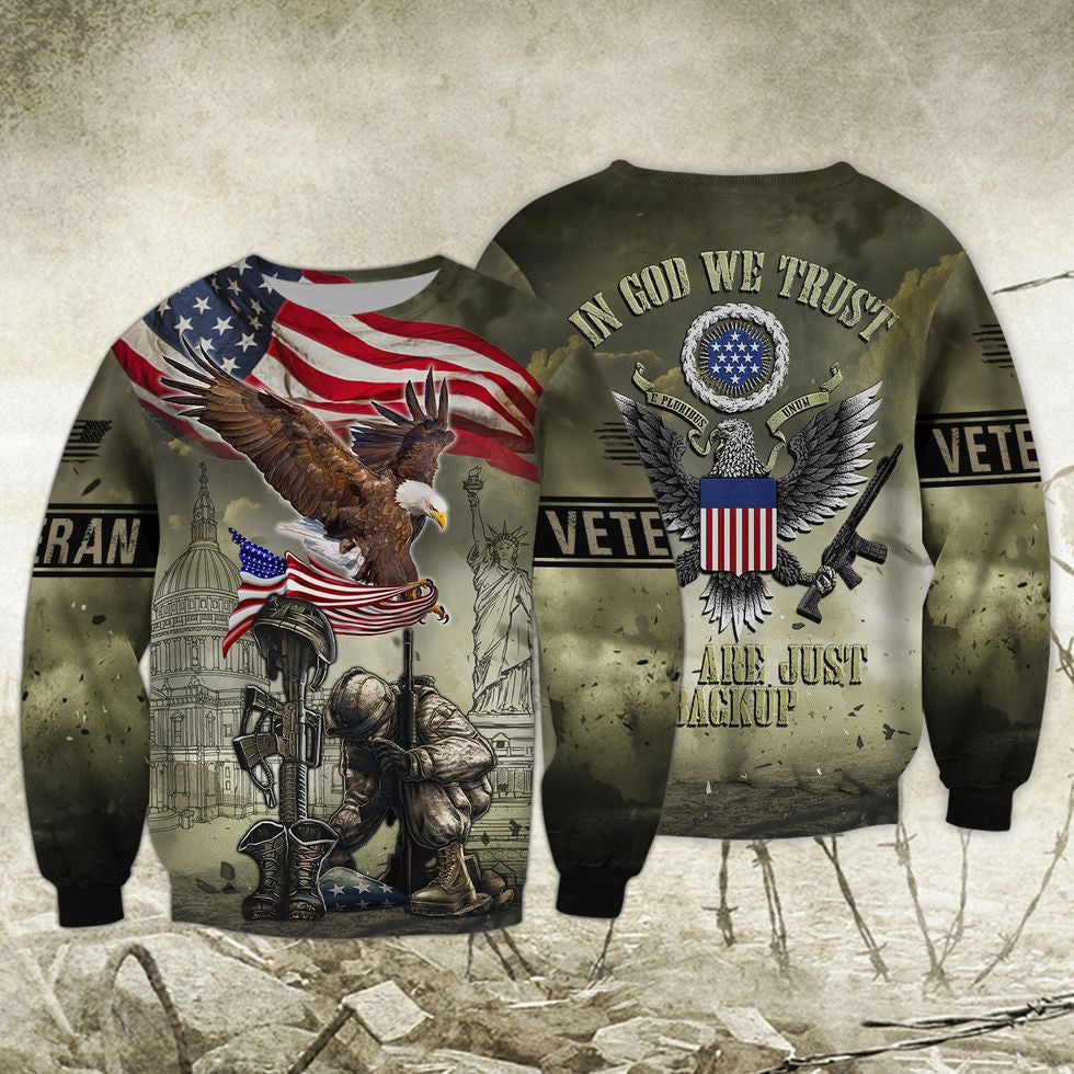 In God We Trust Veteran American Eagle Shirt, 3D Print Veteran Hawaii Shirt Short Sleeve, Gift For A Veteran TO2783