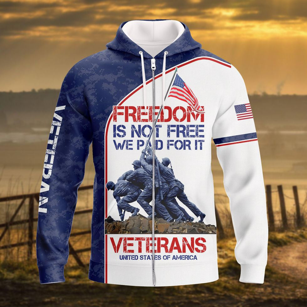 Freedom Isn'T Free We Paid For It Veteran 3D Hoodie, Veteran Shirt, Gift For Grandpa Veteran TO2762