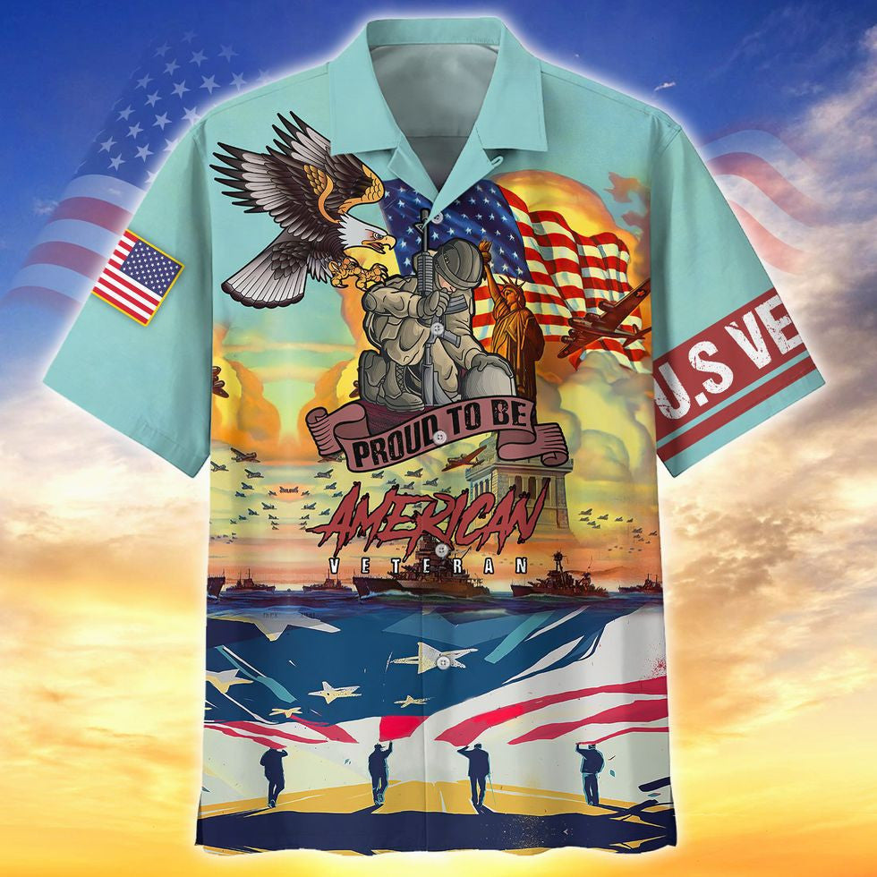 Proud To Be American Veteran Hawaii Shirt, Birthday Gift For Veteran TO2779