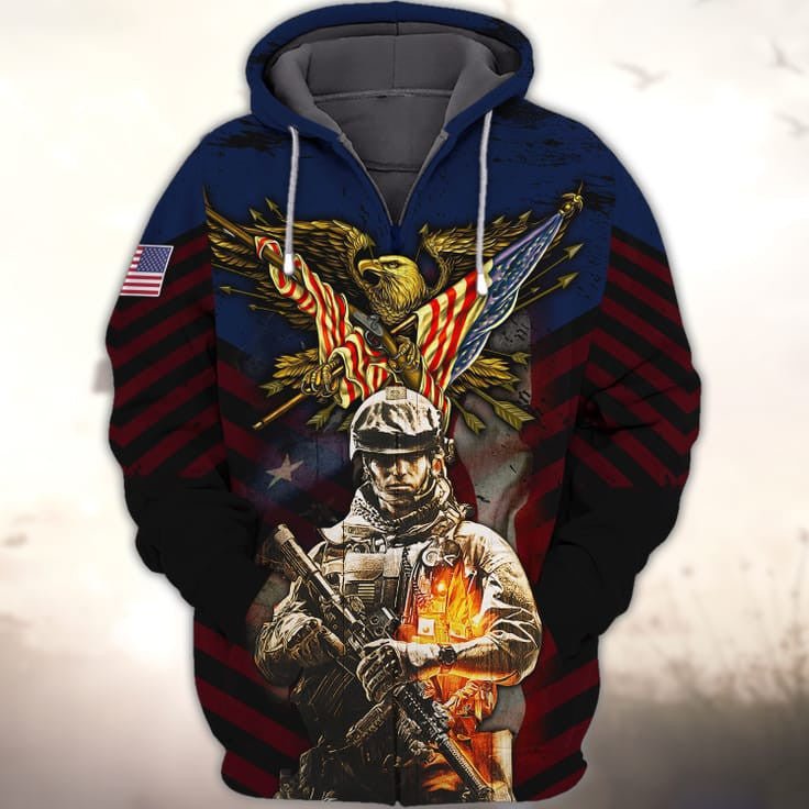 Eagle Veteran 3D Print On Shirt, Men Sweatshirt For Veteran, Present To Veteran TO2775