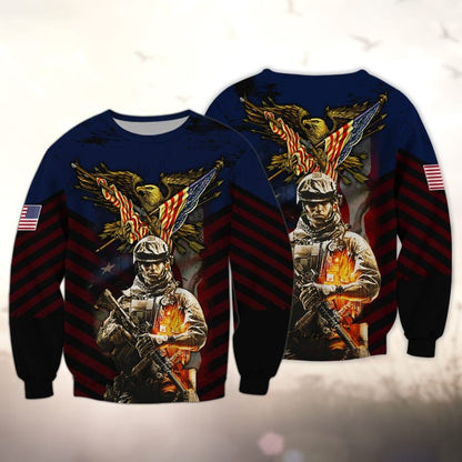 Eagle Veteran 3D Print On Shirt, Men Sweatshirt For Veteran, Present To Veteran TO2775