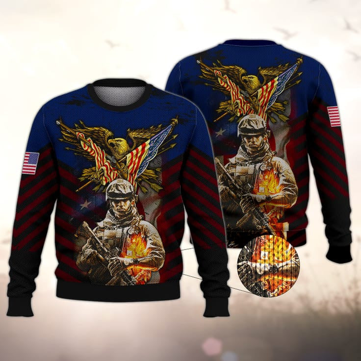 Eagle Veteran 3D Print On Shirt, Men Sweatshirt For Veteran, Present To Veteran TO2775