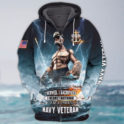 I Am A Proud Navy Veteran 3D Print Shirt Men, Navy Veteran Hoodie TO2747