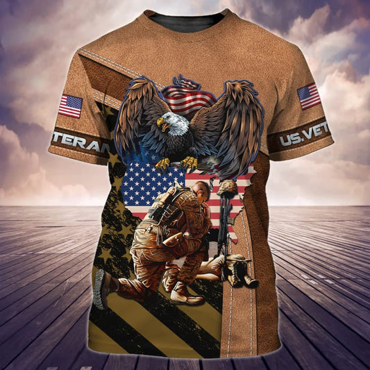 Veterans Eagle 3D Print T Shirt, Old Veteran Clothing, Veteran Apparel TO2784