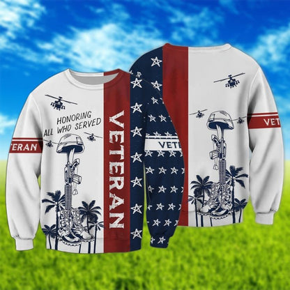 Honoring All Who Served Veteran Hawaiian Shirt, 3D Hoodie Veteran Pattern, Patriotic Veteran Gifts TO2751