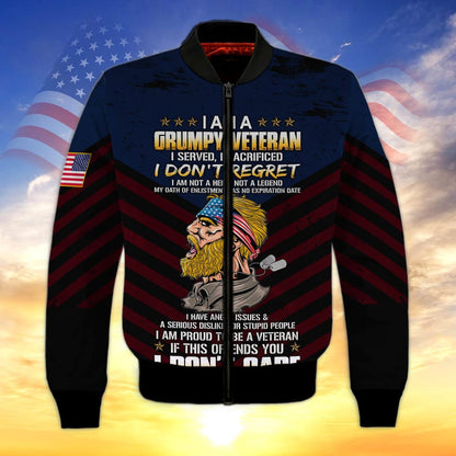 I Am A Grumpy Veteran 3D Print Shirt Men Women, Proud To Be Veteran Clothing, Veteran Gift TO2739