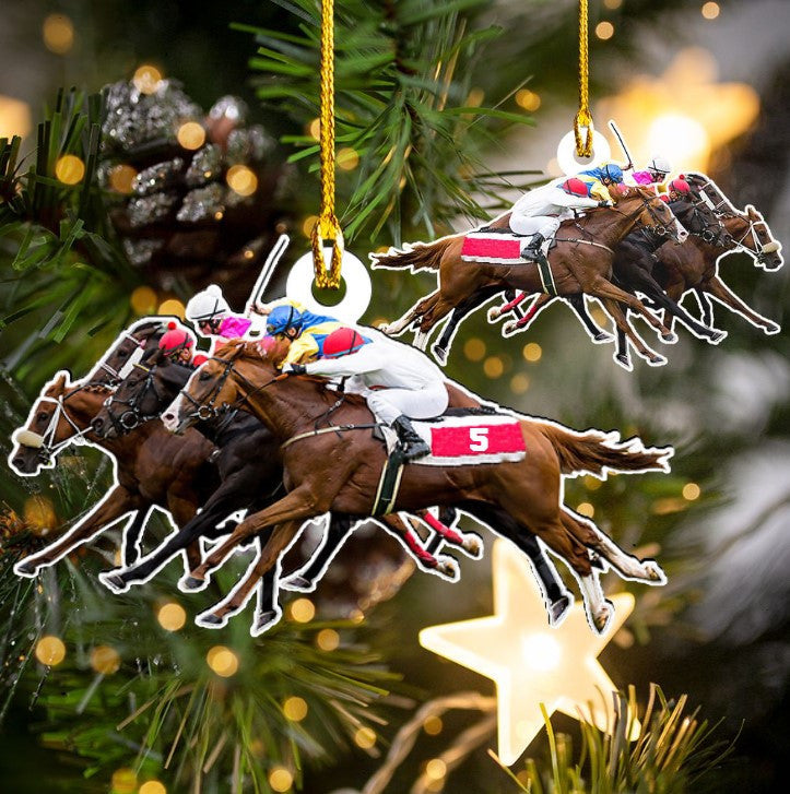 Personalized Horse Racing Custom Shaped Acrylic Ornament for Horse Racing Lovers SO1222