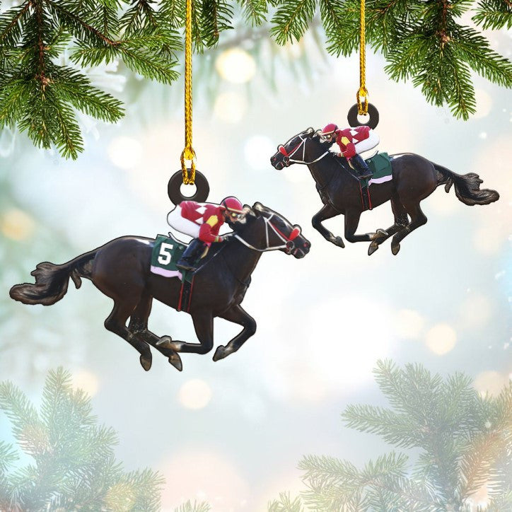 Personalized Horse Racing Custom Shaped Acrylic Ornament for Horse Racing Lovers SO1222