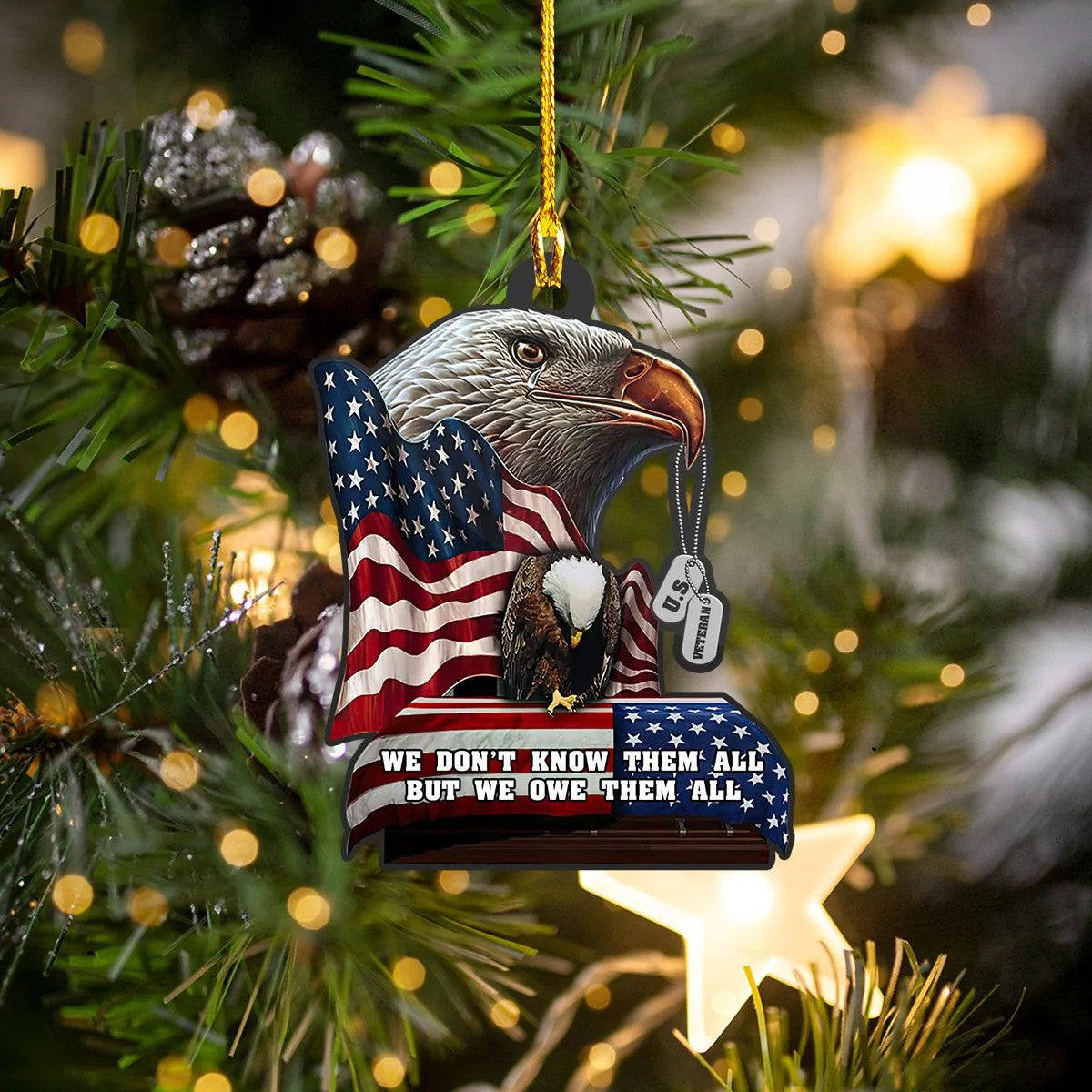 Eagle American Flag US Veteran Ornament for Veteran's Day, Gift for Dad Acrylic Ornament OO1959