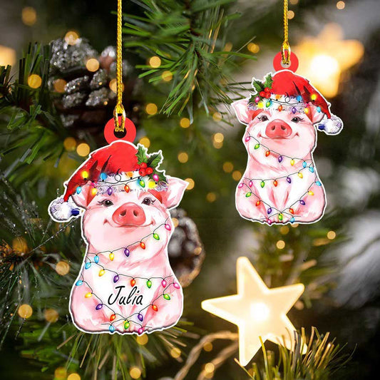 Personalized Pig Christmas Ornament for Daughter, Pig Ornament for Girl OO1956