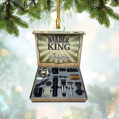 Personalized Baber Box Christmas Ornament for Baber, Gift for Him Barber Shop Owner OO1955