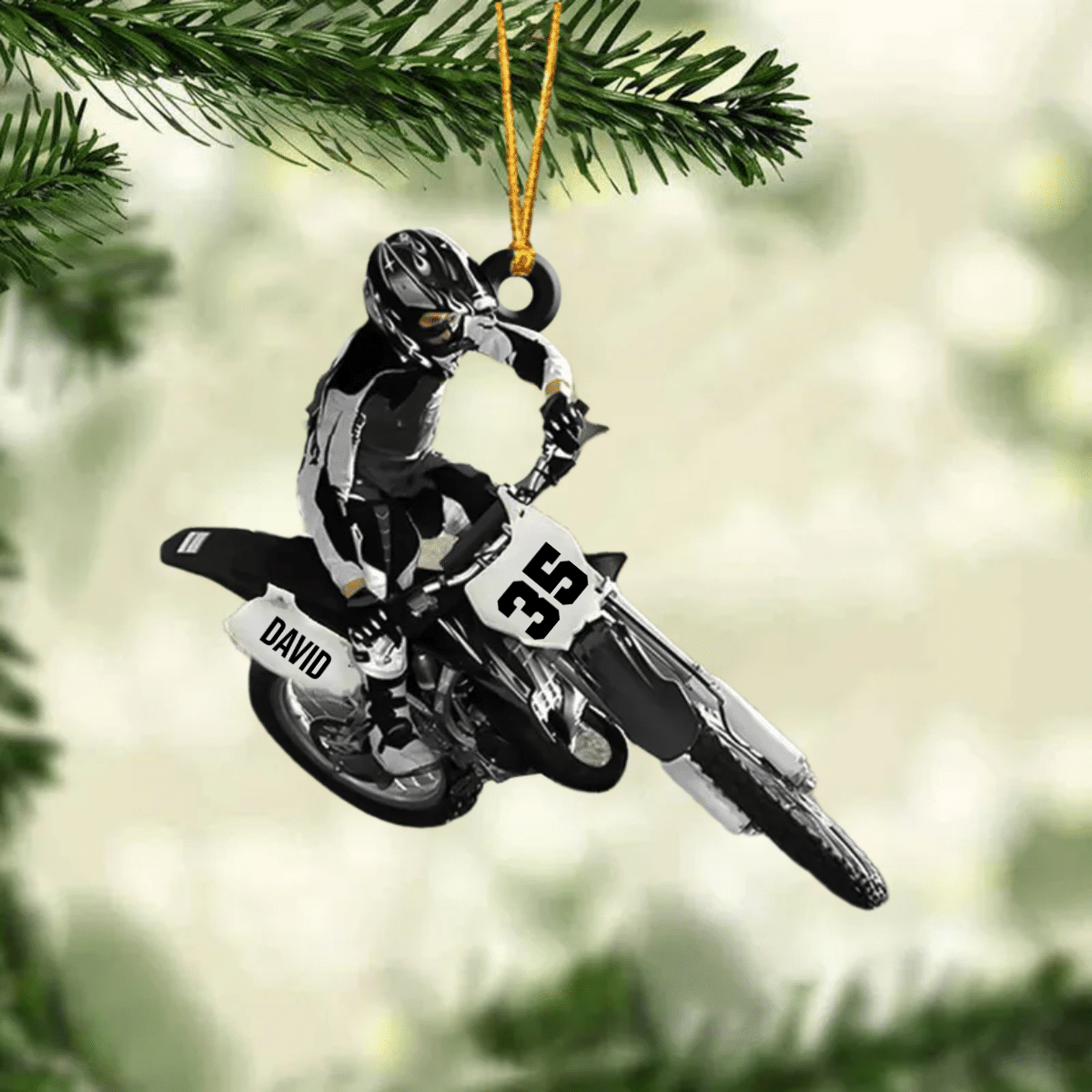 Personalized Motocross Dirt Bike Christmas Ornament, Custom Name and Number Motocross Ornament OO1951