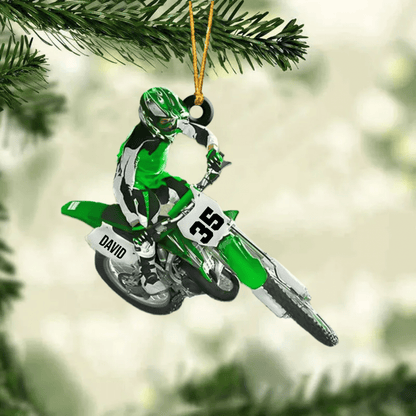 Personalized Motocross Dirt Bike Christmas Ornament, Custom Name and Number Motocross Ornament OO1951