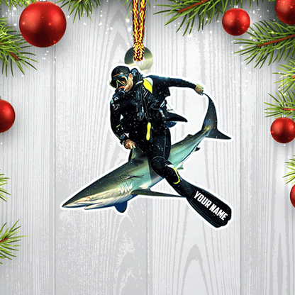 Personalized Name Scuba Diver Custom Shaped Ornament Scuba Diving Christmas Gift SO1219