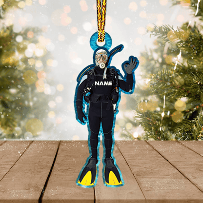 Personalized Name Scuba Diver Custom Shaped Ornament Scuba Diving Christmas Gift SO1219