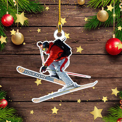 Personalized Snowboarding Ornament for Men, Custom Name Skiing Acrylic Christmas Ornament SO1218