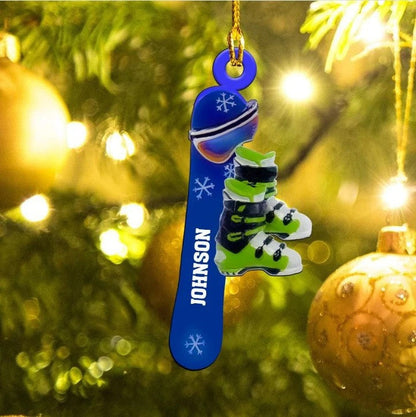 Personalized Snowboarding Ornament for Men, Custom Name Skiing Acrylic Christmas Ornament SO1218