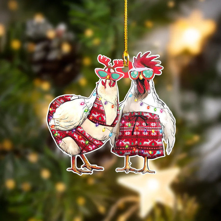 Customized Chicken Christmas Ornament for Farmer, Custom Shape Acrylic Chicken Ornament OO1945