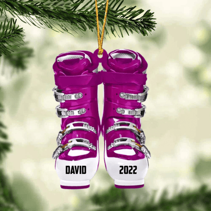 Skiing Roller Skate Personalized Christmas Ornament, Custom Name Acrylic Ornament for Snowboarding Player OO1939