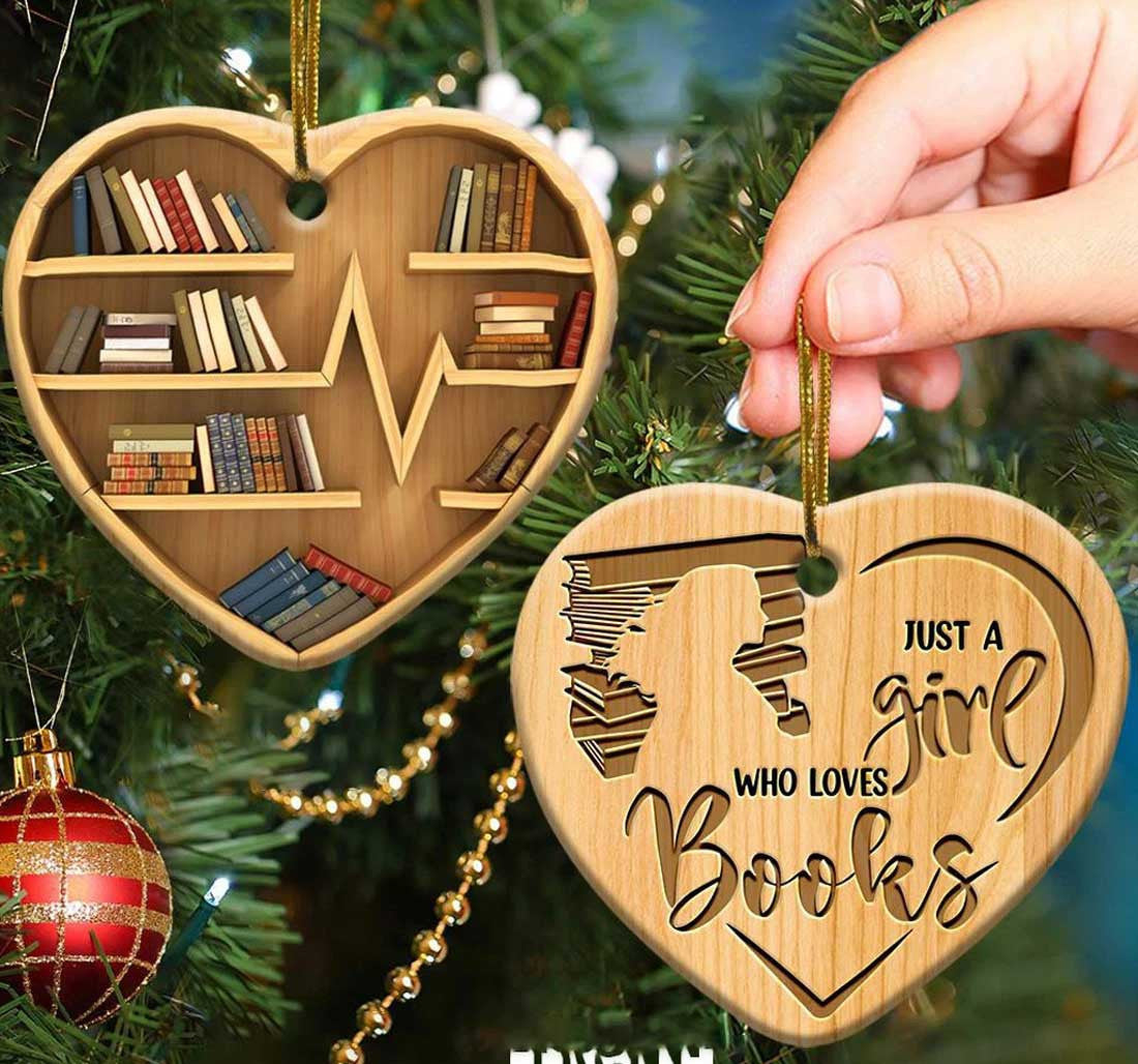 Personalized Book Christmas Ornament, Just A Girl Who loves Book Acrylic Ornament for Book Lovers OO4431