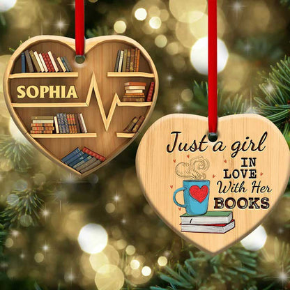 Personalized Book Christmas Ornament, Just A Girl Who loves Book Acrylic Ornament for Book Lovers OO4431