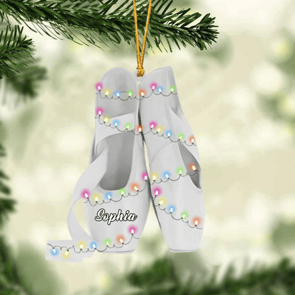 Ballet Pointe Shoes With Christmas Light - Personalized Christmas Ornament - Gift For Ballet Dancers SO1310