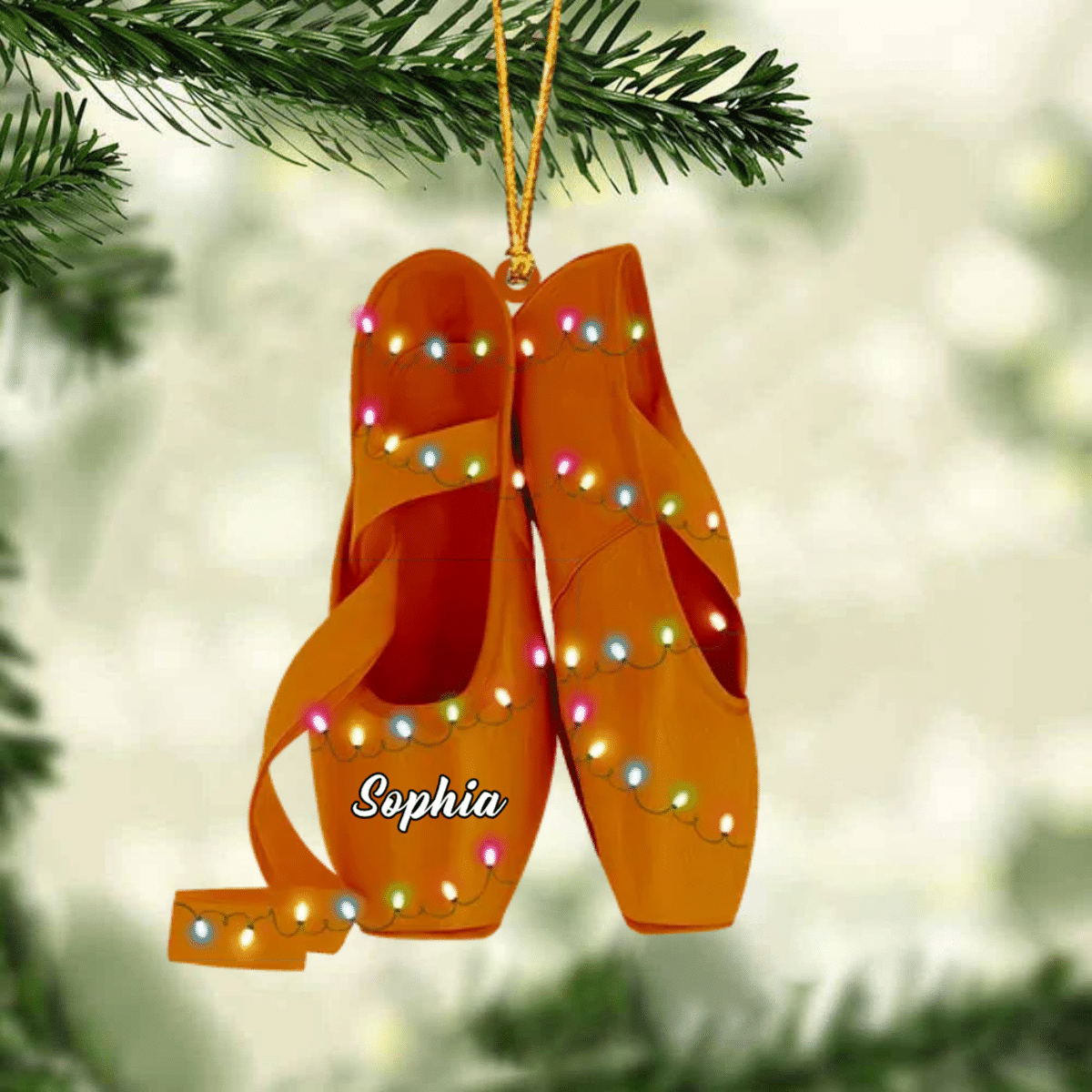 Ballet Pointe Shoes With Christmas Light - Personalized Christmas Ornament - Gift For Ballet Dancers SO1310