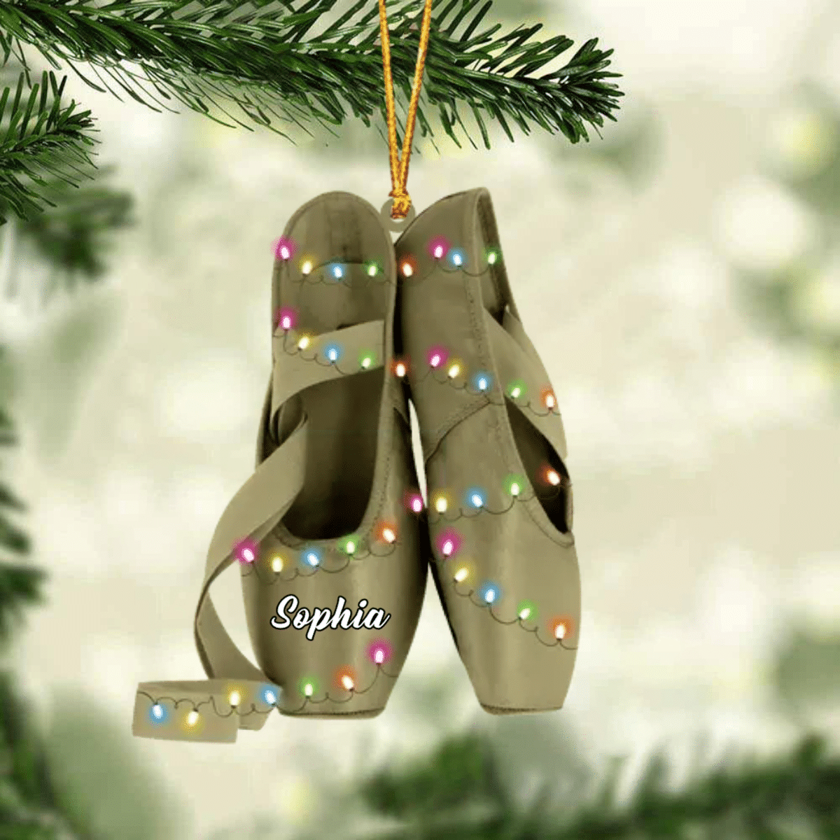 Ballet Pointe Shoes With Christmas Light - Personalized Christmas Ornament - Gift For Ballet Dancers SO1310