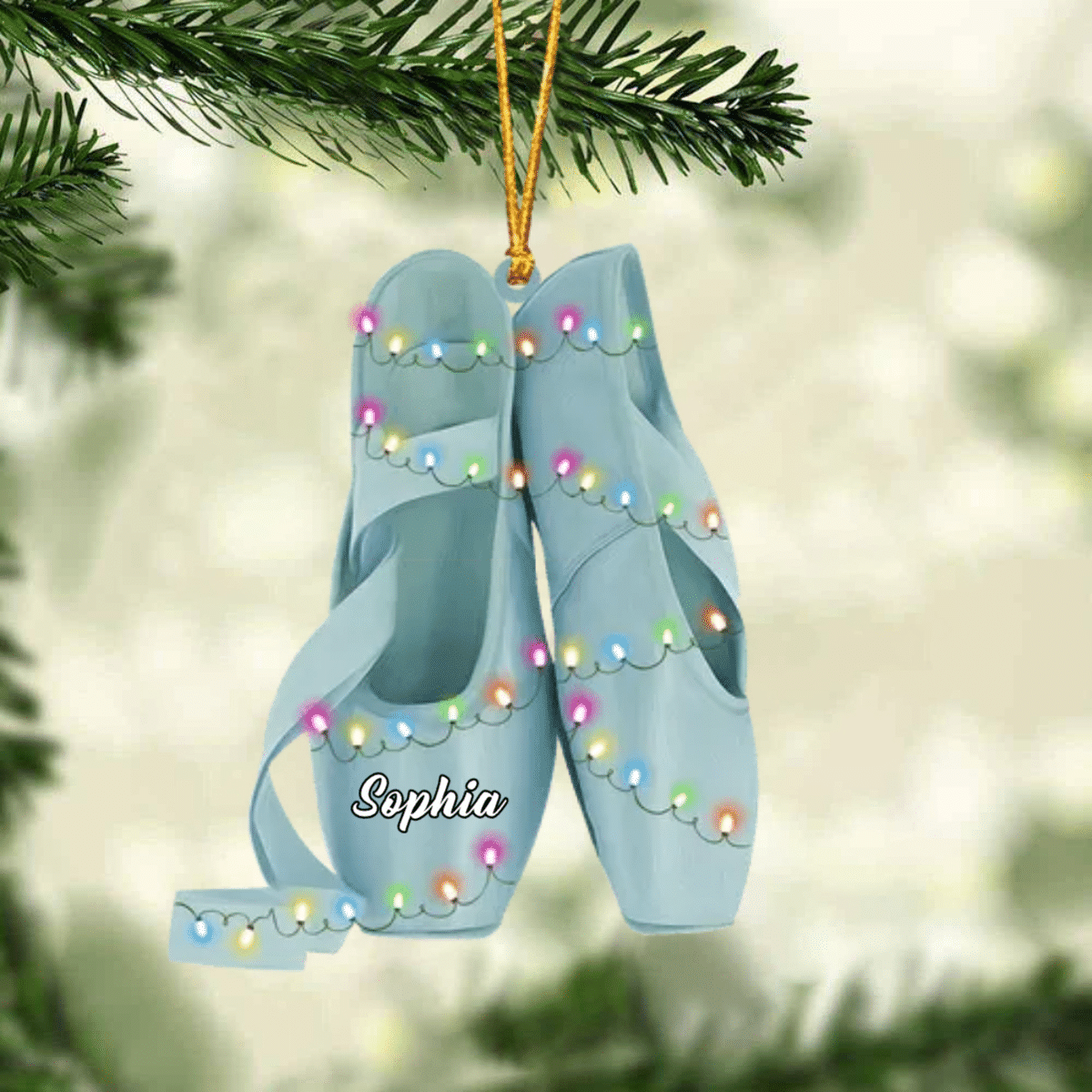 Ballet Pointe Shoes With Christmas Light - Personalized Christmas Ornament - Gift For Ballet Dancers SO1310