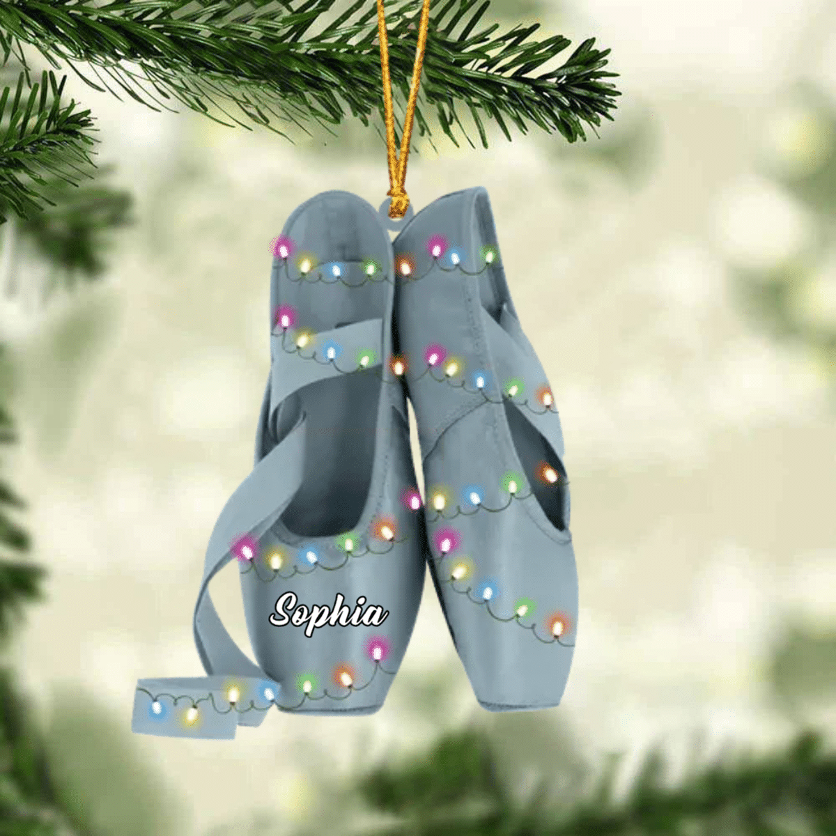 Ballet Pointe Shoes With Christmas Light - Personalized Christmas Ornament - Gift For Ballet Dancers SO1310