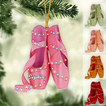 Ballet Pointe Shoes With Christmas Light - Personalized Christmas Ornament - Gift For Ballet Dancers SO1310