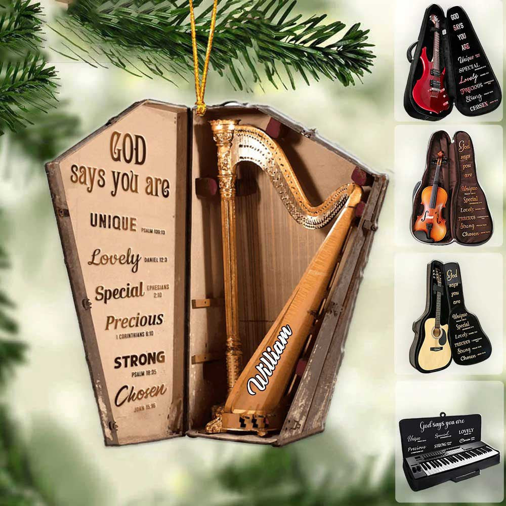 Personalized Harp Musical Instrument With Bag God Says You Are - Christmas Ornament for Music Lovers OO4425