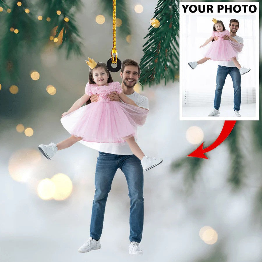 Custom Photo Father And Daughter Christmas Ornament for Family Tree Hanging Decor OO4423